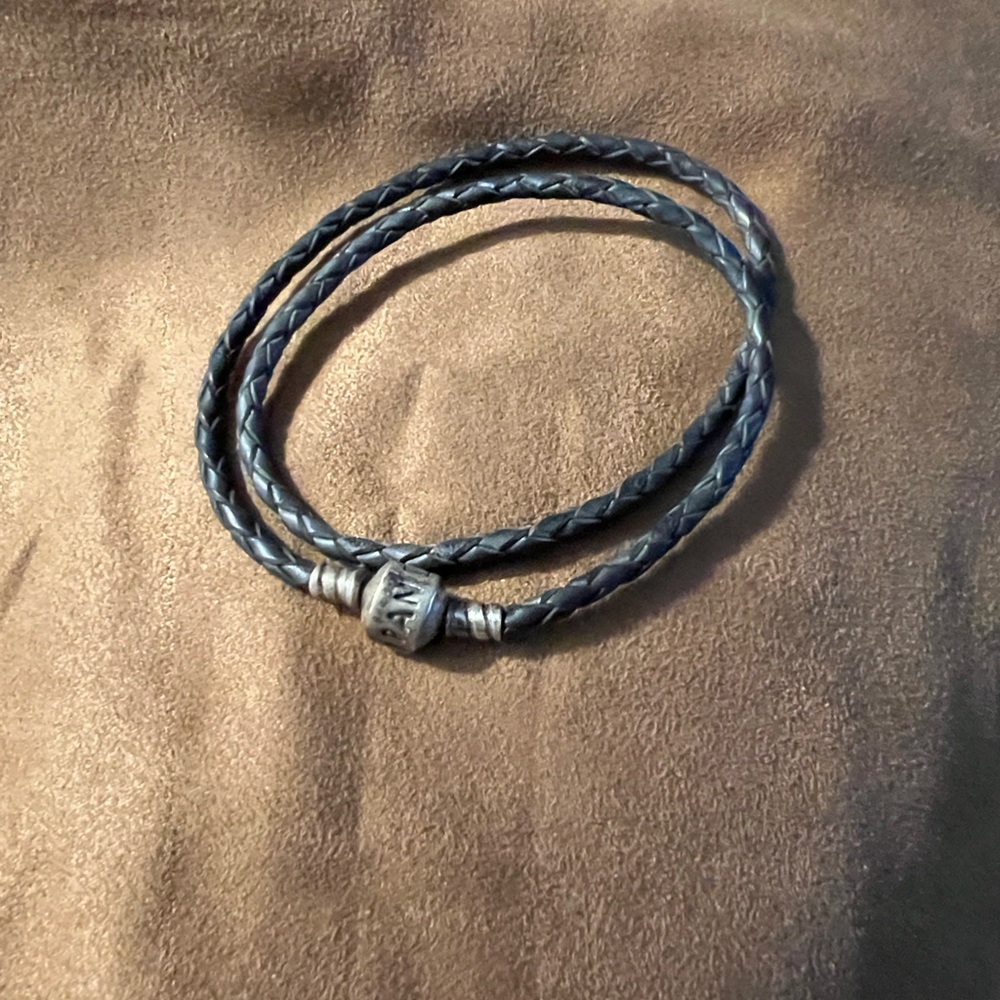 Braided Leather Wrap Bracelet - Black